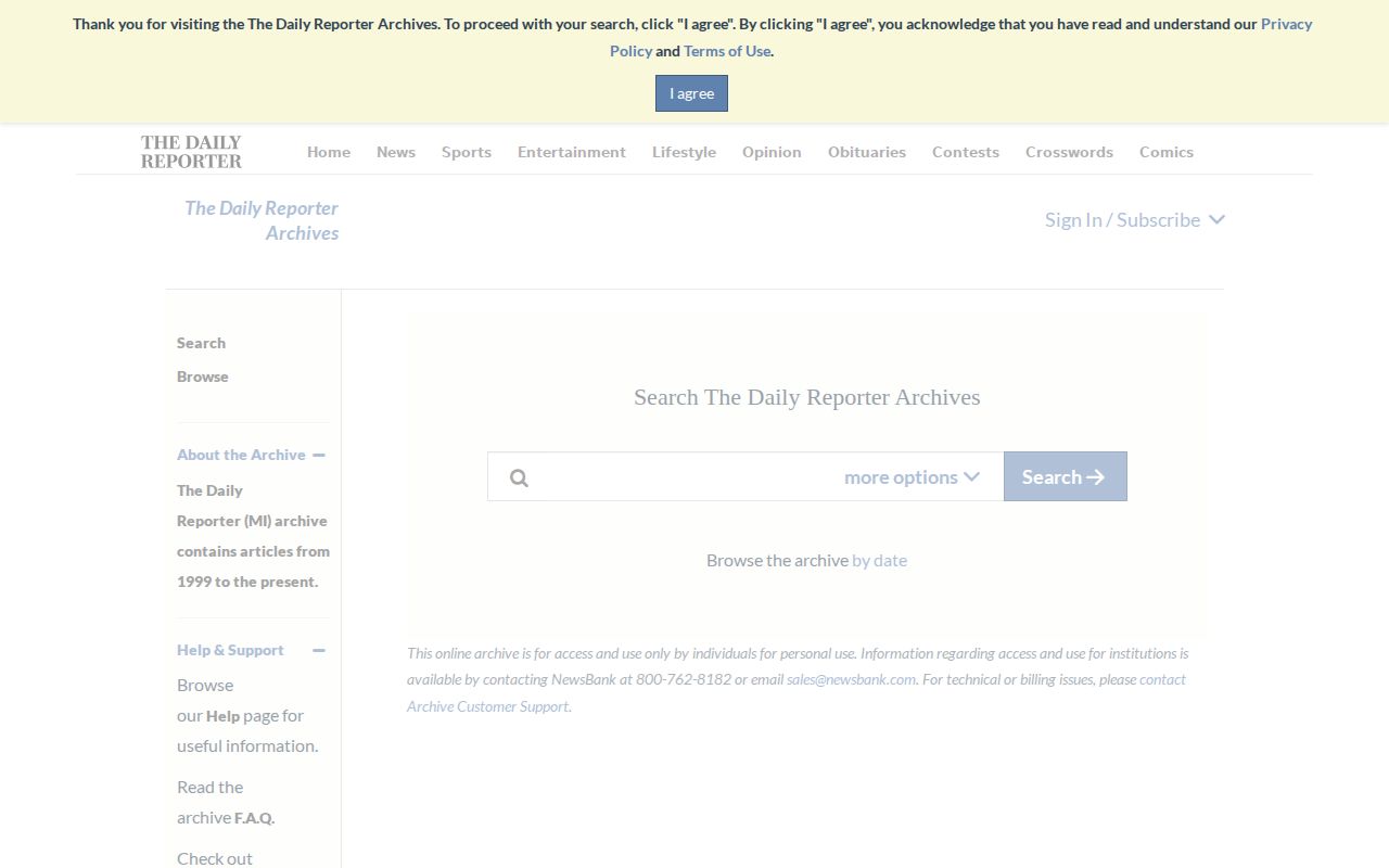 Daily Reporter NewsBank historical search for Branch County